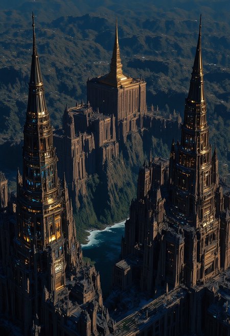 « Bridges of black glass link the towers to the river below. »