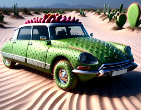 	citroen ds, desert, sand, lizard
, Prickly Pear Style