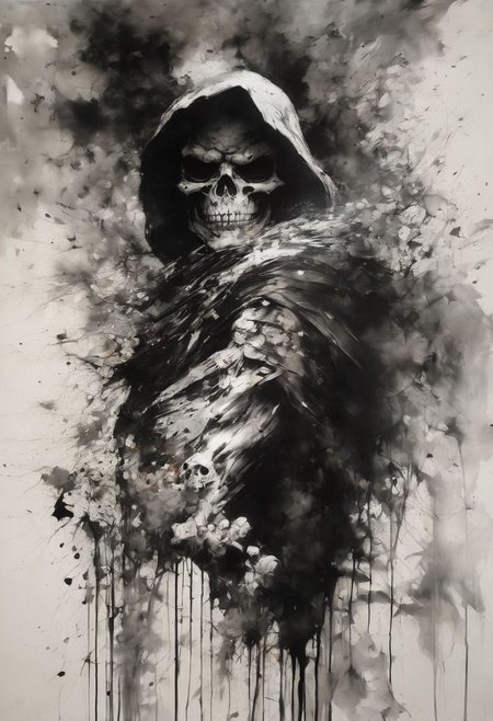 Maniacal Skeletor, beautiful epic Film Noir, epic black and white SHADOWS, by Andre Kohn , Carne Griffiths , Guido Crepax and Milo Manara, a masterpiece, 32k resolution, molecular precision."
Weight:1