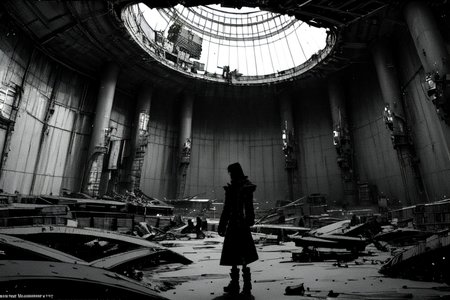 highly insanely detailed, masterpiece, top quality, best quality, highres, 4k, 8k, RAW photo, (very aesthetic, beautiful and aesthetic),  
tsutomu nihei,nihei_tsutomu,blame!,blame gakuen!,abara,TNstyle,sidonia_no_kishi,(tower,hangar,megastructure in background,stairs,tunnel,lab,giant room),drainpipe,cables,tubes,industrial pipes,buildings,clouds,lantern,star \(sky\),starry sky,air conditioner,light particles,dome,bones,ventilation fan,ventilation shaft,bridge,wire,dark sky,black sky,walkway,fence,tentacles,smoke,foggy,mist,toha heavy industries,letterboxed,flock,open space,vast scenery,perspective,cyberpunk,dark background,no human,decrepit,science fiction, 
<lora:ABARA:0.7>, 
(1girl:1.3), 
solo focus, 
The messy room filled with super cluttered plants and super cluttered books,âââ