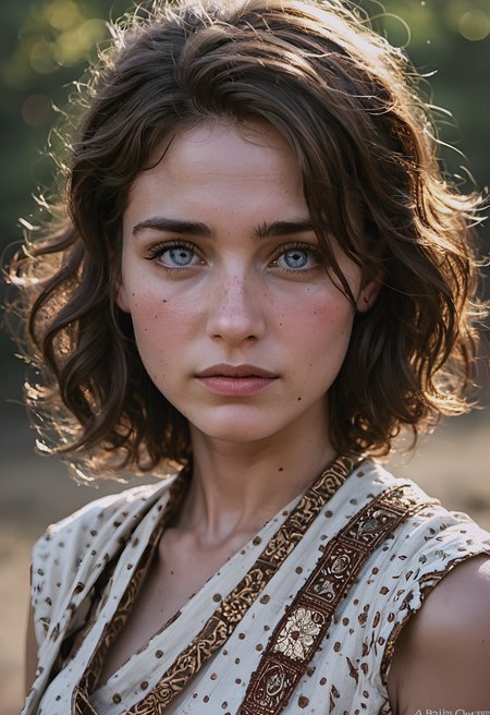 cinematic film still 25 year old farm woman,no make up,plain,photograph,highly detailed face,depth of field,moody light,golden hour,style by Dan Winters,Russell James,Steve McCurry,centered,extremely detailed,Nikon D850,award winning photography,waist up visible,pale blue eyes,lightly freckled,soft eyes,natural skin,high detailed face,high detailed cloth,(pale skin:1.2),glossy photo,Hyperrealistic art cinematic film still photography in the style of detailed hyperrealism photoshoot,RAW,color graded portra 400 film,remarkable color,realistic dull skin noise,Thorough,analog style,highest quality,skin pores,sharp focus,dappled lighting,film grain,photographed on a Sony A7R IV,18mm F/1.7 cine lens,(highly detailed, intricately detailed),8k,HDR,. shallow depth of field,vignette,highly detailed,high budget,bokeh,cinemascope,moody,epic,gorgeous,film grain,grainy,, score_9, score_8_up, score_7_up, score_6_up,