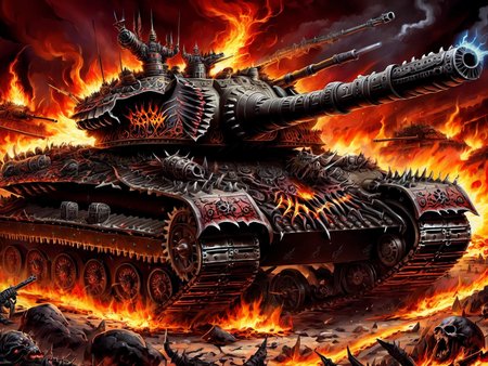 <lora:HorrorAI:.8> 1nf3rnalAI  battle tank, Highly detailed, horror setting, intricate detailed background
