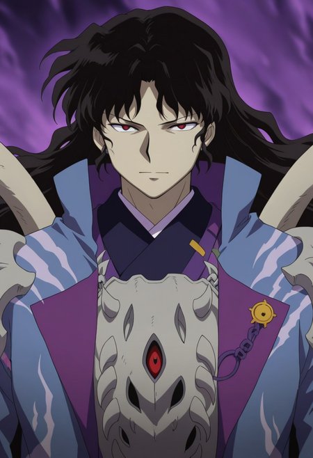 best quality, masterpiece, amazing quality, very aesthetic, absurdres, 
1boy, solo, 
naraku, 
looking at viewer, 
abstract background