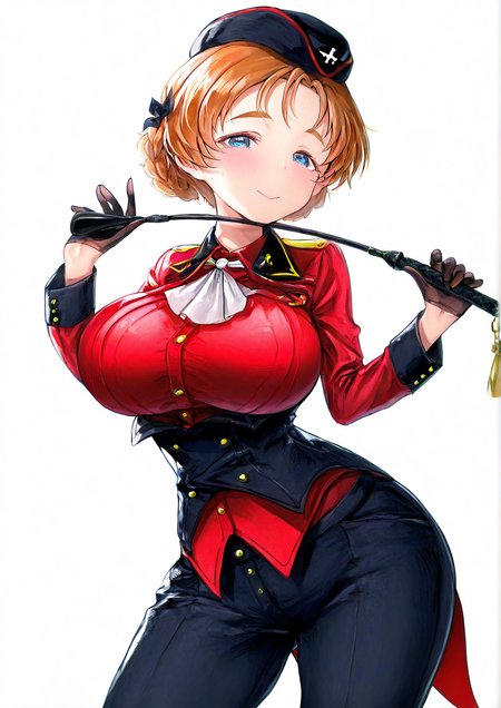 <lora:Soare:1.1>,1girl, orange pekoe (girls und panzer), huge breasts, wide hips, girls und panzer, ascot, braid, buttons, contrapposto, double-breasted, gloves, hat, holding, horse, long sleeves, looking at viewer, pants, riding crop, smile, solo, tailcoat, traditional media, 
very awa, masterpiece, best quality, highres, absurdes,amazing quality,very aesthetic,intricate details, <lora:hand 5.5:1>