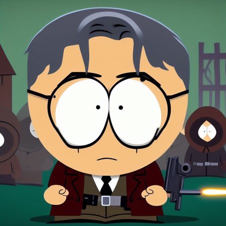 Mr Garrison wear Clerical holding Gun on Playground, SouthParkRay, South Park, blood, dripping, dripping blood, DonMD34thM4g1c4tt1r3XL, aiming a pistol at the viewer