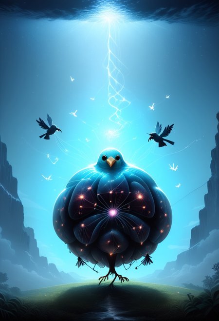 masterpiece, best quality, good quality, very awa, newest, highres, absurdres, ,score_9, score_8_up, score_7_up, 
Giant translucent jellyfish drifting through the clouds, soft bioluminescent glow illuminating the mist, with tiny birds perched on its tendrils
<lora:illustriousXL_stabilizer_v1.23:0.3> <lora:NOOB_vp1_detailer_by_volnovik_v1:0.3> <lora:ponyv6_noobE11_2_adamW-000017:0.3> <lora:114558v4df2fsdf5:0.7> <lora:mon_monmon2133:0.6>