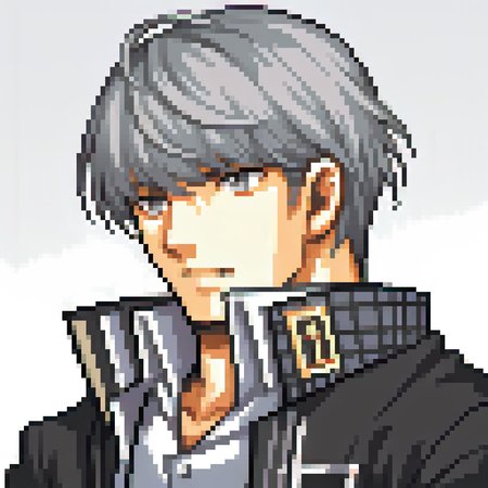 score_9, score_8_up, score_7_up, source_anime, fegbaportraits, portrait, white background, solo, male focus, 1boy, narukami yu, grey hair, grey eyes, school uniform, black jacket, open jacket, long sleeves, white shirt, collared shirt <lora:zs_FEGBAPortraitsXL:1> <lora:persona4_yunarukami_ponyXL:1>