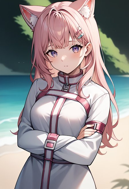 score_9,score_8_up,score_7_up,score_6_up,score_5_up,score_4_up,
1girl, hakui koyori, virtual youtuber, long hair, wolf ears, animal ear fluff, breasts, 
cowboy shot, solo, looking at viewer, beach, 
straitjacket, restrained, 
<lora:koyoriponyxl:1>   <lora:straitjacketponyxl3:1>
