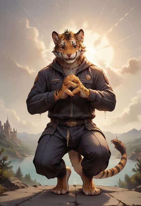 (((Barefoot furry character, full body, cinematic setting, furry male, plantigrade)))
(((rain keeps falling down))) - down
into the rivers of life
into the oceans of this world
and back up into the sky
((mountains of gold))
are shrinking in time
they vanish into space
revealing your true face
what is the meaning of all that is? 
just for a start...
I can feel your ((smile))
right in my heart
time is calling name by name
come back to me
enchanted by the sound 
the souls swirl around and around
((time is calling)) name by name
come back to me
enchanted by the sound 
my soul bursts into flames 
BREAK, intricate details, highly detailed, extreme detail, octane render, fine art, best quality, highres, (detailed face:1.5), ((full_body)), UHD, (((perfect hands))), low light, anime