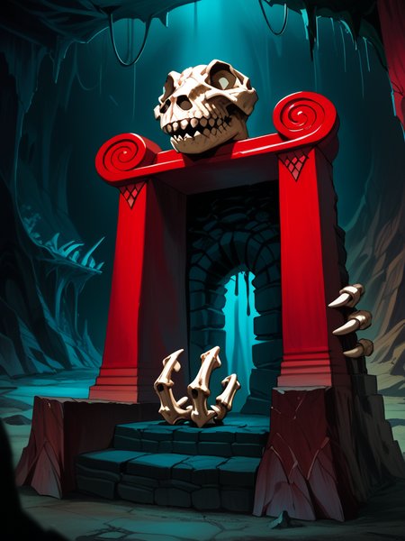 score_9, score_8_up, score_7_up,   <lora:10_motu_slime_pit:1> sl1m3 p1t, red pillars, cavern, dark, dino bone