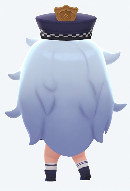best hands, <lora:mn_poli_IL1.4:0.9> 
mn_poli, official art, 1girl, chibi, white very long Messy Hair, Footwear, from behind, facing away, Policeman's hat, white socks,
BREAK Virtual Space