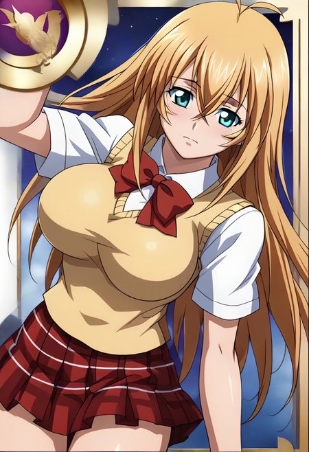 <lora:SonsakuhakufuPony_V01:1> sonsakuhakufupony, long hair, blonde hair, aqua eyes, hair between eyes, antenna hair, large breasts, sexy, glamor, school uniform, red bowtie, yellow sweater vest, red skirt, plaid skirt, <lora:flat_sdxl:-0.2> <lora:Fixhands_anime_bdsqlsz_V1:1>,,,,,,,,,,,,anime coloring, anime screencap, 1girl,Solo ,, anime,PUFFY nipple,huge breasts,,,official art, Uncensored ,Unedited ,,,,,,, ,,,,,,,