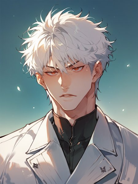 score_9, score_8_up, score_7_up, score_6_up, score_5_up,  <lora:chimmymingXLP:1> chimmyming, 1boy, white hair,  solo
