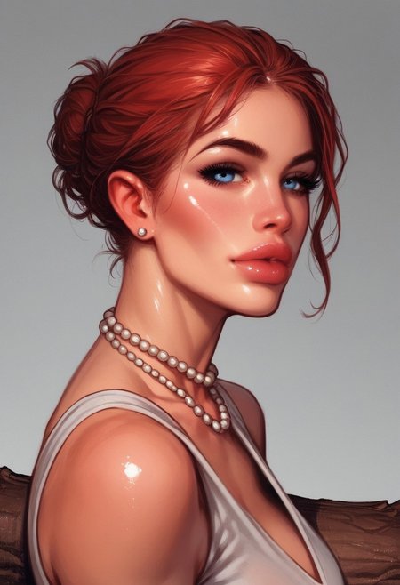 from side, from front, 1girl, illustration, comic style, looking at viewer, highly detailed, source_comic_illustration, from front, 1girl, illustration, comic style, looking at viewer, highly detailed, source_comic_illustrationskinny, looking at viewer, 1girl, highly detailed, fl1nts, from side,
red hair, 25yo, sexy, fair skin, shiny skin, short white dress, pearl necklace, sitting on a log, crossed legs, (smirk:0.4),
dark jungle, spooky, dinosaur,
swirling fog, outdoors,
<lora:fl1ntsXLP:0.5>
((full-clothed)), 
BREAK 
strange world background score_9, score_8_up, score_7_up, score_6_up, source_cartoon, rating_explicit, Expressiveh, ((((upper body, portrait))))), dynamic pose, dynamic pose