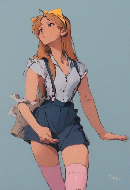 score_9, score_8_up, score_8, source_anime, rating_questionable, 
30yo Alice from wonderland,  classic pinup model, shorts, suspenders, shirtless, pink thigh high stockings, yellow headband, norman rockwell style, 90s4n1m3