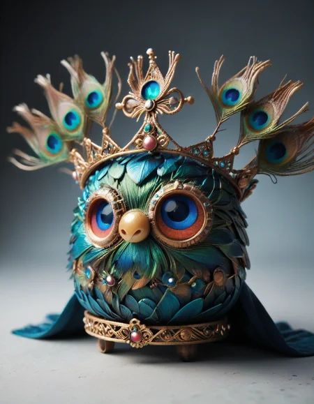 <lora:Peacock_World_Morph_XL:1>,Peacock feathers,Peacock,score_9ãscore_8_upãscore_7_upã,sfw,masterpiece, best quality, amazing quality,,
<lora:lcm-lora-sdxl:1><lora:aidmaImageUpgraderSDXL-v0.3:0.8> aidmaImageUpgrader
3D animation, rendering,Cartoon, Exquisite detail, Digital art, Humorous,
king of cartoon hippo in a cape, cape made of peacock,  ,googly eyes  ,crown,