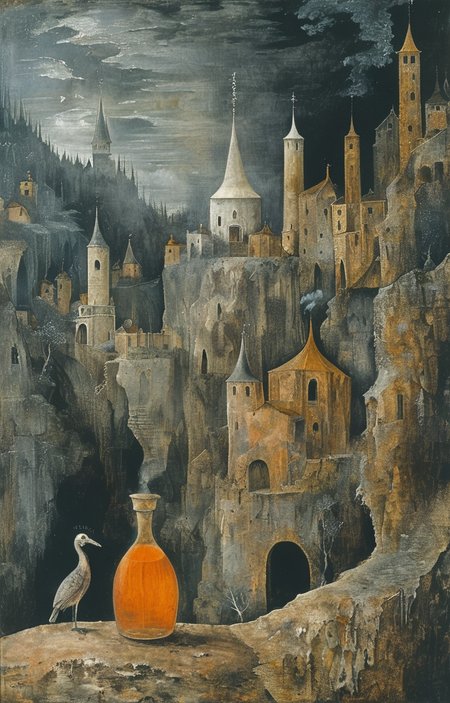 masterpiece,best quality,<lora:tbh180-sdxl:0.9>,illustration,style of Remedios Varo,