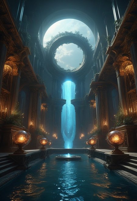 Bridges made of solidified music, Yamauba, cybernetic alloy palace with,
 auroral-microbe rivers, Brutalist titanium panels, etheric-current elevators in, floating-nebula islands, Solarpunk hydroponic spirals style, blackhole accretion disk halos,
8K resolution, ultra-detailed cinematic composition, contemporary concept art style, volumetric magical atmosphere with ethereal glow, rich complementary color palette, vivid gradients and chiaroscuro contrast, dynamic perspective with layered depth of field, inspiring awe-inspiring mood, Unreal Engine 5 render quality, intricate textures, flawless anatomy, rule of thirds composition, luminous highlights, surreal ambiance, award-winning illustration, harmonious balance of light and shadow, photorealistic details, ArtStation trending, chromatic accents, nostalgic futurism, dreamlike serenity, bold creativity, professional finish, sharp focus, ambient background, fascinating dynamic motion,, Baroque art style, dynamic composition, dramatic lighting, rich colors, intricate details, professional-grade execution, captures the grandeur and theatricality of the Baroque period