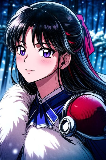1girl Setsun4 solo long hair,  black hair very long hair purple eyes multicolored hair armor (fur trim) (medium body),<lora:EMS-179-EMS:0.800000>,<lora:EMS-293862-EMS:0.800000> bow, hair_bow, hair_tubes, red_bow, brown_hair, long_hair, bangs, ascot, frilled_bow, yellow_ascot, blush, smile, hair_between_eyes, athletic, (masterpiece:1.1), (best quality:1.1), 1girl, Real light and shadow, anime face, 4k, 8k, wallpaper,epic, detail texture, black hair, (blue eyes:1.5), ((((black hair:1.35, medium hair)))),intricate eyes,beautiful detailed eyes,symmetrical eyes,big eyes:1.5,(((lustrous skin:1.5,bright skin: 1.5,skin tanned,shiny skin,very shiny skin,shiny body,plastic glitter skin,exaggerated shiny skin,illuminated skin))),(detailed body,(detailed face)), cute, erotic,daring, (((medieval man armor,adventurer man armor,winter coat))),(((intricate outfit,intricate clothes, ushanka, embroidered outfit,ornate outfit,embroidered clothes,ornate armor))), (dynamic pose:1.0),happy,smile,(centered,scale to fit dimensions,Rule of thirds), ((snowy pine forest at night)), with dark stormy clouds,winter,scenery:1.25,((snow forest background)),Christmas tree, highres,sharp focus,(ultra detailed,extremely detailed),(photorealistic artwork:1.37),(extremely detailed CG unity 8k wallpaper),(((vibrant colors,vibrant theme))),(intricate),(masterpiece),(best quality),