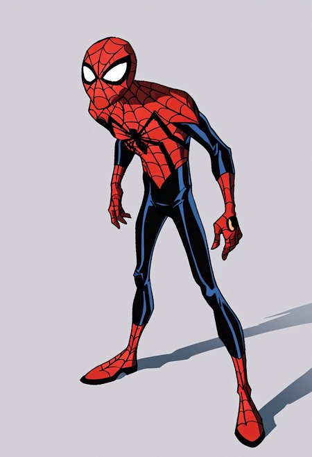score_9_up, score_8_up, score_7_up, 1boy, skinny, solo, bodysuit, spider web print, mask, standing, SpecStyle, simple background <lora:teentitans_pony_v1:1>
