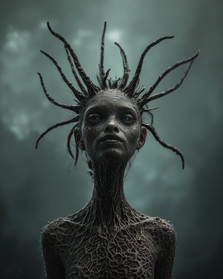 (<greenmageddonPONY>)0.8, the most beautiful girl in the world, an attractive female creature, dark fantasy, punk, detailed background