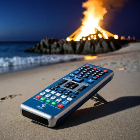 (remote control showcase) <lora:52_remote_control_showcase:1.1>
Indigo background,
high quality, professional, highres, amazing, dramatic,
(Nighttime bonfire and beach party:0.5),