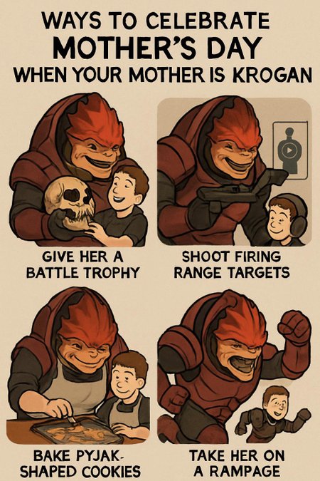 Ways  to celebrate mother's Day when your mother is a Krogan