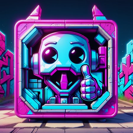 DonMSt0pS1gnXL fuchsia, aqualish, thumbs up ,graffiti writing, retrofuturism, product development, normal mapping, anvilnext engine, minimalist, high dynamic range, cross-section view,  screen space reflections (ssr), focus blur, uhd, groundbreaking, tone <lora:DonMSt0pS1gnXL-000006:0.75>