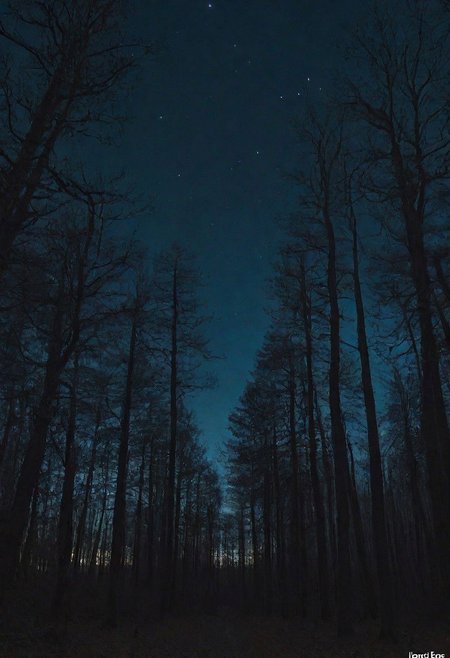 a night forest without