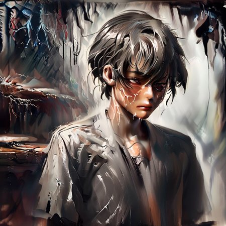 (Dark mass erupting from skin), Figure writhing in distress, Ominous, shadowy surroundings, Cold, sterile architecture, inside a dystopian city, solo, 1man, grey blonde hair, short hair, bangs, Distressed facial expression, Crumbling personal boundaries, glowing cracks, cracked skin, shattered skin, fractured skin, broken skin, Black ooze from wounds,  halsman, leather jacked,