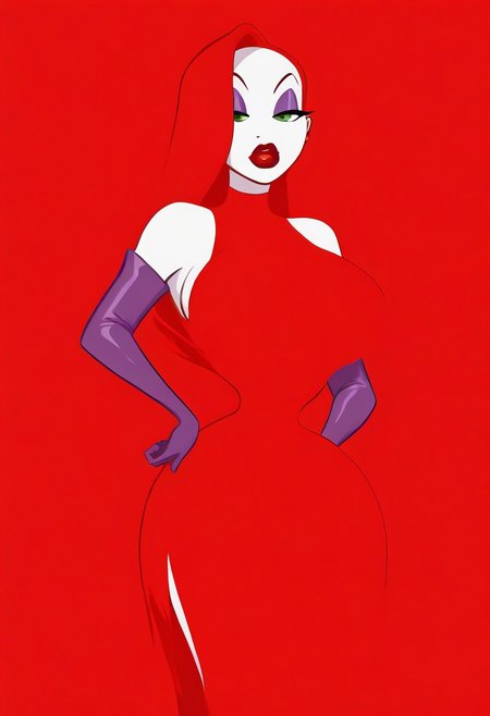 blending, score_9, score_8_up, score_7_up, score_6_up, score_5_up, 1girl, large breasts, wide hips, posing, white skin, red dress, red hair, red background,<lora:Blending:1.35>, purple elbow gloves, narrow waist, large breasts, wide hips, green eyes, makeup, eyeshadow, lipstick,,