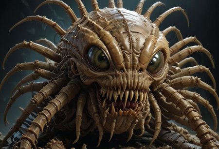 cinematic, facehugger chonkasaurus, scifi, slimey, raytracing, HD, 4k, floating energy, night, dark, (energy effects:1.3), <lora:chonkasaurus-000003:1>, <lora:add-detail-xl:2>