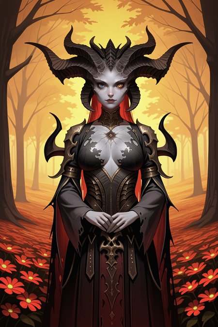 masterpiece, best quality, absurdres,
<lora:ILD4Lilith:0.8>
D4Lilith, 1girl, demon horns, heterochromia, gray skin, looking at viewer, in autumn,seasonal flower,seasonal background,flower background, posing