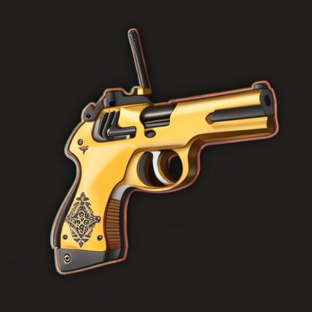 masterpiece, beretta 92fs, caustics, dark_background, flat illustration, vector, very detailed