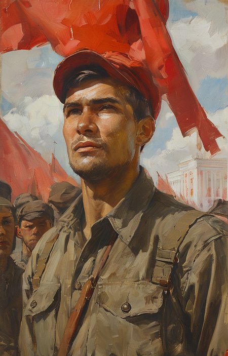 masterpiece,best quality,<lora:tbh262-sdxl:0.9>,illustration, style of soviet portrait of noble man