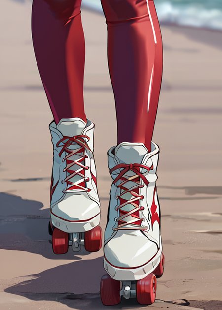 score_9, score_8_up, score_7_up,, <lora:Fist_of_the_North_Star_-_PonyXL:1> Northstar style, lower body photo of a women with deep red hair hair, Roller skating with friends along a beachside promenade, she glides effortlessly, creating cherished memories and laughter-filled moments ,  <lora:PerfectEyesXL:1>  <lora:add-detail-xl:1>