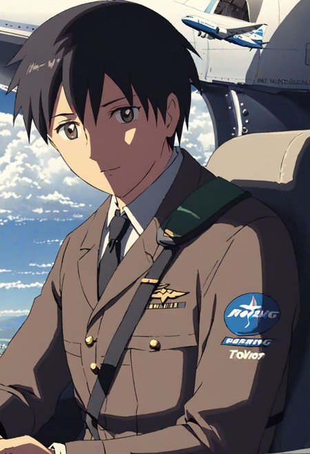 Takaki Toono, Black Hair, Brown Eyes, Pilot, Comercial Airplane, Boeing