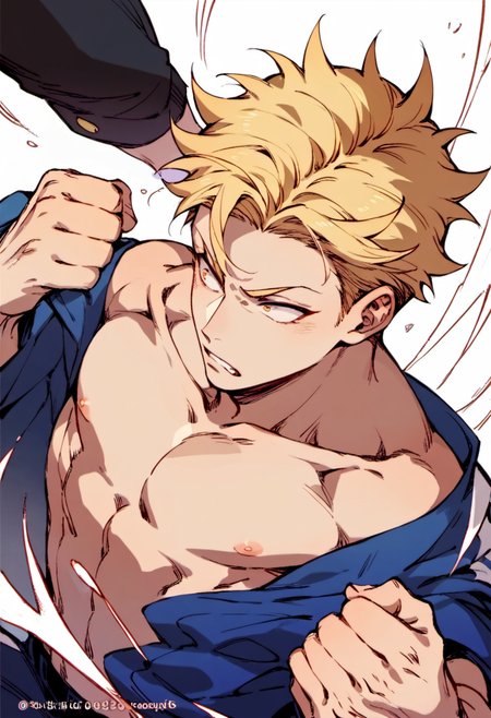 score_9, score_8_up, score_7_up, intricate details, rating_safe,
score_9, score_8_up, score_7_up, score_6_up,
A young man ,shirtless, fighting,punch,  schoolmates
<lora:Expressive_H:0.8>,
<lora:Hotcha:0.8>
<lora:lineartSDXL:1><lora:add-detail-xl:0.5>
 <lora:Black_and_white_vector_Pony:0.5>