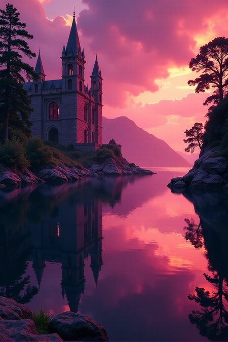 (((a shimmering lake surrounded by enchanted ruins, reflecting a twilight sky.))), Bold Burgundy, Elegant Sophistication: dramatic lighting, burgundy tones, sharp focus, sophisticated ambiance, elegant elements, rich textures, luxurious look, intense atmosphere, sophisticated aesthetics, capturing emotions, elegant scenes, artistic feel, storytelling through colors, professional technique, striking visuals, sophisticated concept, elegant styling, luxurious environment, surreal aesthetics, captivating narratives, intricate details, sophisticated landscape, editorial storytelling, deep glows, evoking elegance, pushing creative vision <lora:add-detail-xl:2> <lora:Cosine_freck:1>âââ