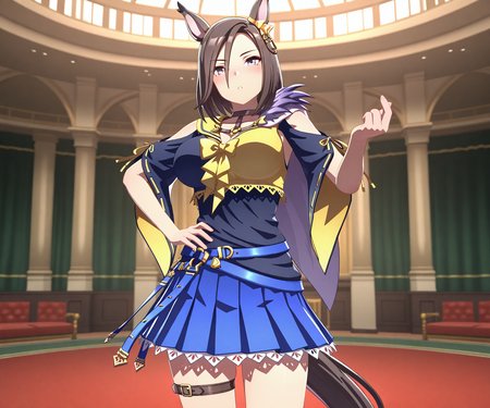 masterpiece, best quality, amazing quality, , 1girl, solo, looking at viewer, cowboy shot,   <lora:Air Groove in game style 3D ILL-v2.1:1> ummsmingame, 3d, air groove \(umamusume\), two-tone shirt,