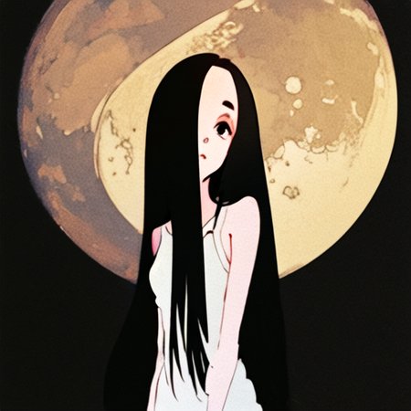 ((masterpiece)),(best quality), absurdres,sadako_yamamura,<lora:Sadakobest:0.8>, <lora:style3Style4_v10:1>, black background, moon, portrait, upperbody,