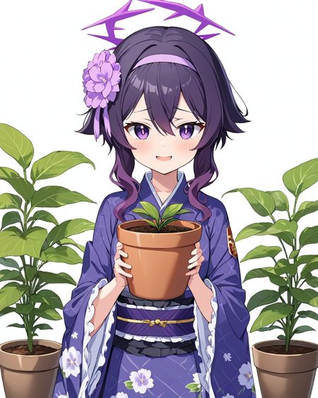 haruka \(blue archive\),1girl, official_alternate_costume, halo, solo, white_background, looking_at_viewer, simple_background, hairband, potted_plant, frilled_kimono, blush, sidelocks, wide_sleeves, long_sleeves, purple_kimono, holding, smile, obi, hair_flower, open_mouth, flower_pot, floral_print, short_hair_with_long_locks, full_body, tabi
<lora:haruka_(blue_archive)_image830_2023-11-26-000015:1>halo. gorgeous,key visual, vibrant, studio anime,award-winning, professional, highly detailed,high budget, cinemascope