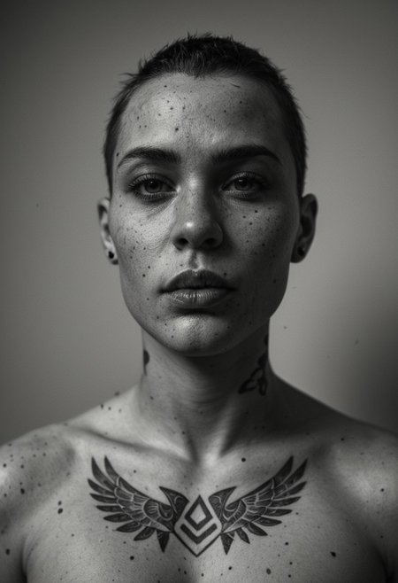 masterpiece, best quality,high quality, newest, highres,8K,HDR,absurdres, dynamic angle, realistic, 1girl, iLLCustodes40k,t4ts, tattoos, tattoo