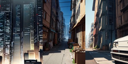 highly insanely detailed, masterpiece, top quality, best quality, highres, 4k, 8k, RAW photo, (very aesthetic, beautiful and aesthetic), bebop cityscape, buildings, radiator, ait conditioning, cardboard box, trash, street, car, <lora:bebopv01:0.3>, 
__lazy-wildcards/dataset/background-color__âââ