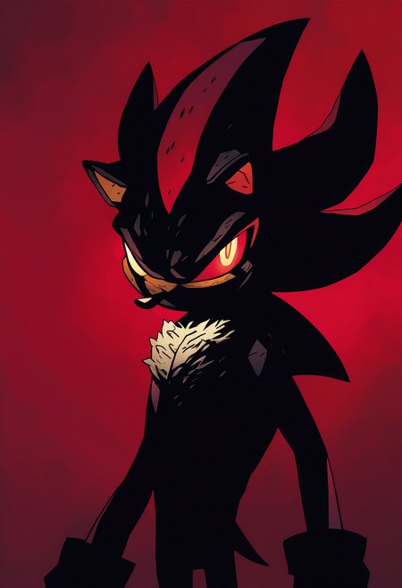 1boy, solo, shadow the hedgehog, glowing eyes, red theme, 
masterpiece, best quality, <lora:Mike_Mignola-guy90-Illust-Lycorisv1:1> alomik