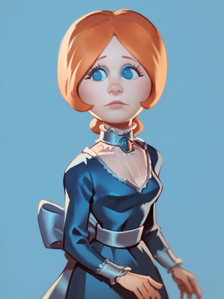 score_9, score_8_up, score_7_up, score_6_up, score_5_up,    <lora:JessicaCXLP:1> jessicac, 1girl, solo, orange hair, blue eyes,, dress, portrait, white background,