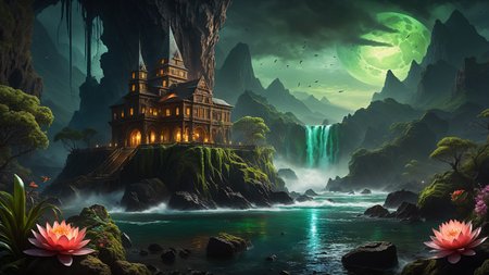 Hyperrealistic art A dark and atmospheric scene inspired by H.P. Lovecraft's "The Call of Cthulhu." In the foreground, the ancient, crumbling city of R'lyeh rises from the depths of the ocean, with its non-Euclidean architecture and impossible angles, covered in seaweed and strange, glowing algae. Towering above the city, the monstrous figure of Cthulhu emerges from the water, his grotesque, squid-like head with writhing tentacles, and massive bat-like wings casting a shadow over the landscape. His eyes glow with a malevolent, otherworldly intelligence. The sky is dark and stormy, with lightning illuminating the chaotic, nightmarish scene. Jagged rocks and towering waves crash around the city, adding to the sense of impending doom. The background features a turbulent ocean and a chaotic, swirling sky filled with dark clouds and flashes of lightning. The atmosphere is filled with a sense of cosmic dread and horror, capturing the terrifying and unfathomable nature of Lovecraft's universe. The overall style is highly detailed and realistic, emphasizing the ancient, alien nature of R'lyeh and the monstrous presence of Cthulhu. 
 <lora:Enhanced_XL_V1:0.8> enhanced, Hyperrealistic art Hyperrealistic art A stargate bustling futuristic cityscape, floating in post-nuclear war destroyed world with nuclear fallout, creating a juxtaposition between advanced technology and human greed, complete with hyperrealistic detail, cinematic lighting and vibrant colors <lora:world_glass:1>, dynamic, cinematic, masterpiece, intricate, hdr, . Extremely high-resolution detail, photographic, realism taken to the extreme, fine texture, incredibly lifelike . Extremely high-resolution details, photographic, realism pushed to extreme, fine texture, incredibly lifelike, RAW Proffesional Photography of a landscape, Long shot, __Kamera__, (comet:0.1), (flowers:0.1), (water lilies:0.1), (insects:0.1), (animals:0.1), (birds:0.1), (waterfall:0.1), (Fish in water:0.1),(Tundra:0.1), (Desert:0.1), (Rainforest:0.1), (Mountains:0.1),  ( Frontal fog:0.1), (Waves:0.1), (Stars:0.1), Sunny, psychedelic, entropy, shallow depth of field detailed background, dark noir style, HDR, RAW, ray tracing reflections, sharp focus, ultra realistic, 12k  <lora:add-detail-xl:1>, cinematic photo, a extreme deep underwater world in which occasionally (full body view of a Orca:2.0), coral reefs, algae, underwater plants, colorful fish, The scene features clear water with (random time of day, random weather:1.3), love and entropy are depicted throughout the scene, with mini insects and microcosms complementing the detailed background, HDR, RAW, ray-traced reflections, sharp focus and ultra-realistic detail, 35mm photograph, film, bokeh, professional, 4k, highly detailed
<lora:SDXLHighDetail_v5:1> <lora:more_details:1>, nsfw, Raw poster, concept art, landscape, psychedelic, Raw poster, concept art, landscape, psychedelic, depicting a two-part scenario of the same scene: in the upper half, a dark magic ocean  lonely islands with palms, coconut trees, waterfalls, flowers, insects, birds, where dolphins play in the waves and the occasional shark fin breaks the surface; transitioning seamlessly into the lower half, a microcosm of an very deep and very dark underwater world with (colorful fish, mystical lights, coral reefs, seaweed, underwater plants:1.3),  and occasional (orcas:0.9) and sharks gliding through the depths., foggy, random weather, random daytime,  (love:1.3), (spring saeson in the ball:1.3), entropy, (mini insect:0.1), shallow depth of field detailed background, sunshaft, surreal, dark noir style, HDR, RAW, ray tracing reflections, sharp focus, ultra realistic, 12k
<lora:dreamcolor:0.3> <lora:EDG_-_Test_Lora:0.3> <lora:more_details:0.3>, Raw poster, concept art, landscape, psychedelic, Cloudy,Twilight, Crescent moonlight,beautiful waterfall in the middle of a forest, swiss landscapes, (love:1.1), Ice fog, entropy, (mini insect:0.1), (shallow depth of field detailed background:1.2), dark noir style, HDR, ray tracing reflections, sharp focus, ultra realistic, 12k <lora:add-detail-xl:1><lora:LowRA:1> <lora:more_details:1> ,m0nst3rfy3 <lora:m0nst3rfy3(0.5-1)M:1>, <lora:SDXLHighDetail_v5:1> . Extremely high-resolution details, photographic, realism pushed to extreme, fine texture, incredibly lifelike