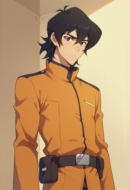 score_9, score_8_up, score_7_up, source_anime, highly detailed, 
keith, 1boy, male focus, solo, black hair, black eyes,  hair between eyes, uniform, military uniform, belt, orange uniform.
indoor, sci-fi,