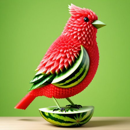 <lora:Watermelon_XL_:1>, bird made of watermelon, high quality, high detailed,