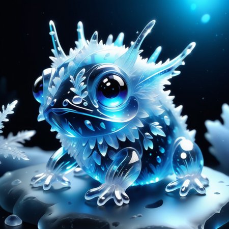 a cute creature made out of Jed-Blmicry,  <lora:BioIceCrystalStyle-000006:0.7>, masterpiece, full of details,